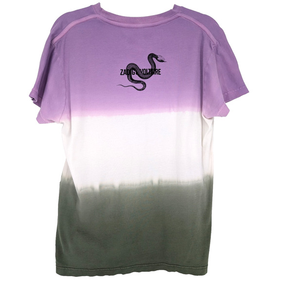 Zadig & Voltaire Tom DD Snake Gradient Ombre Graphic Tee Glam Punk Grunge SML - Picture 6 of 11